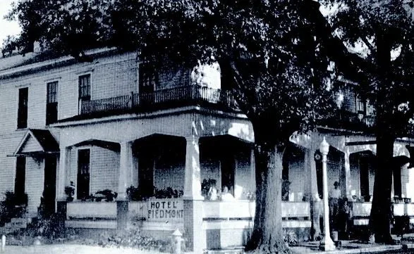 The Hotel Piedmont with its painted sign on the porch wall